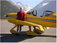 Dave in Valdez with the plane and the Glacier
